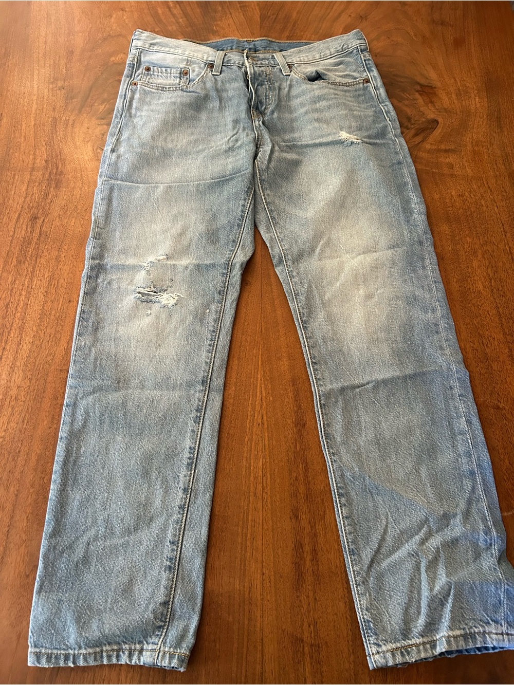 Levi's 501 faded light blue straight-leg jeans